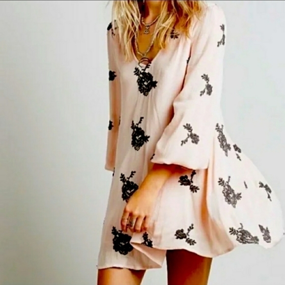 Free People Emma Embroidered Swing Dress in Light Pink - Picture 14 of 16